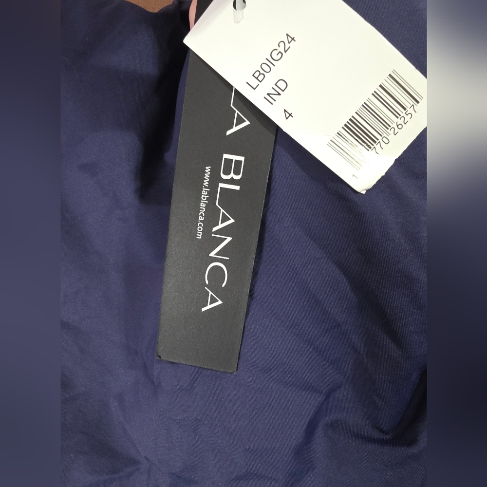 NWT La Blanc Island Goddess Draped Lingerie  One Piece Sz 4 Indigo - Picture 5 of 6